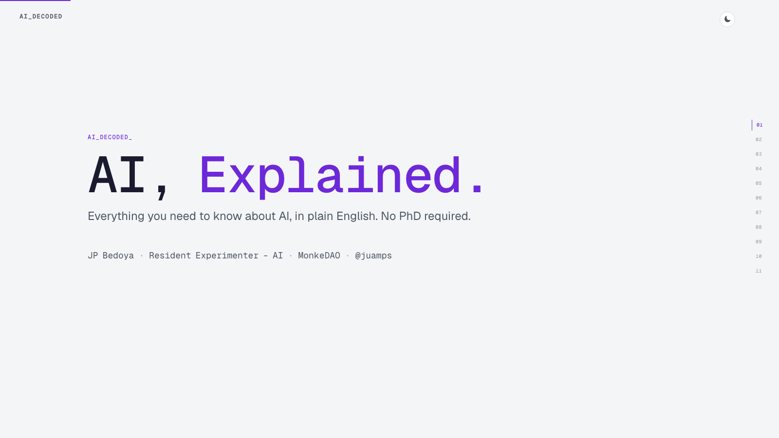 AI, Explained., first slide